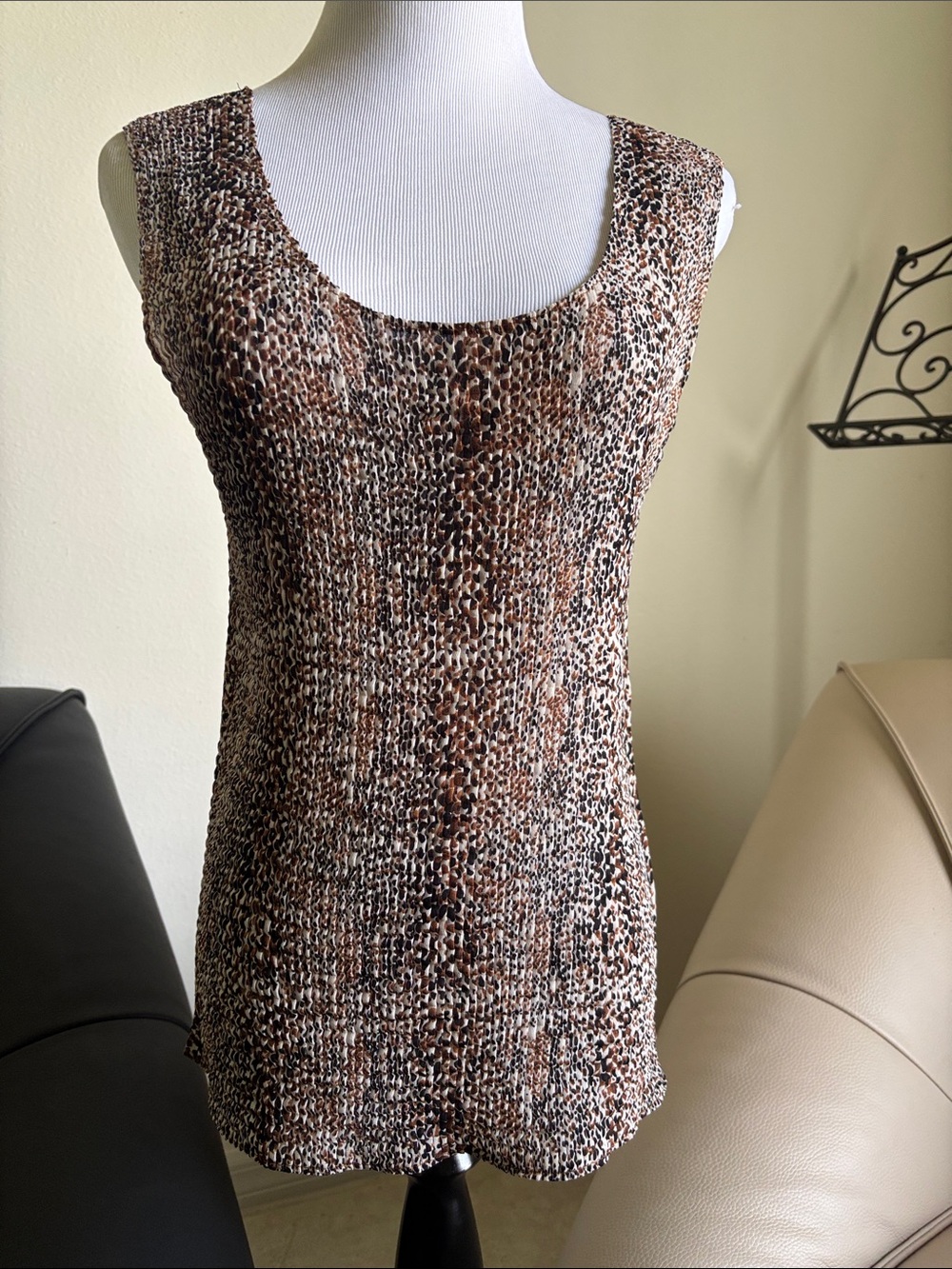 NICOLA Brown and Black Animal Print Sleeveless Top